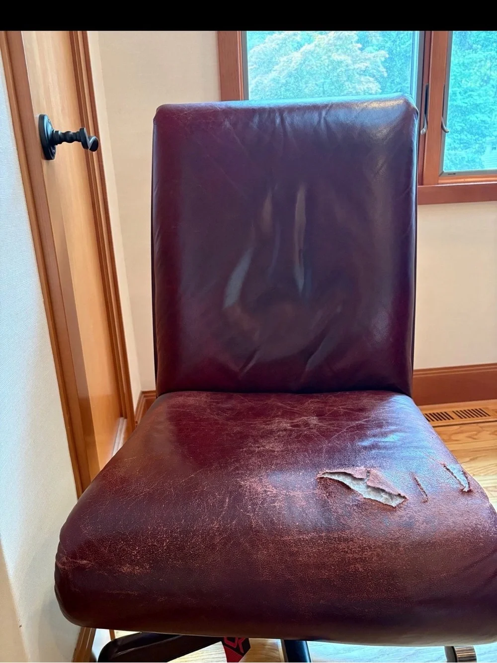 Burgundy Collier-Keyworth leather chair
